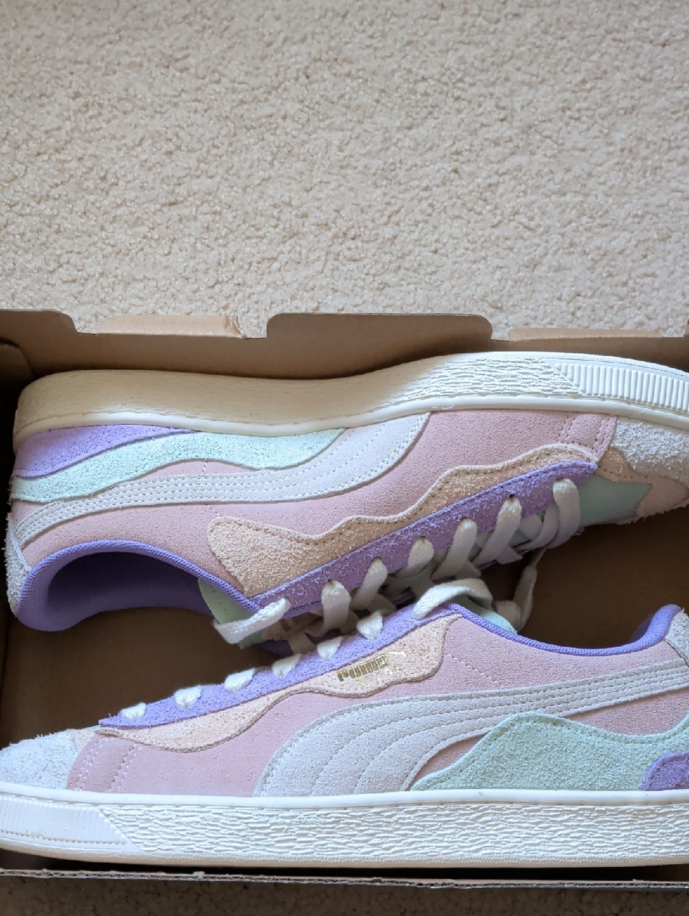 Puma Men's Pastel Lavender, Pink & Mint Suede Sneakers